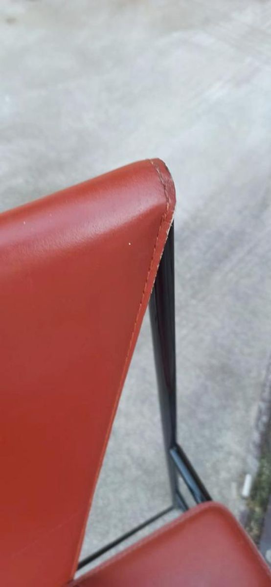 Set Van 8 Vintage Postmodern Leren Eetkamerstoelen image 12