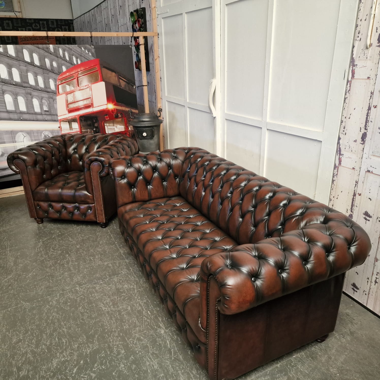 Chesterfield Brighton 3-zits – Knopenzit – Antiek Bruin image 6