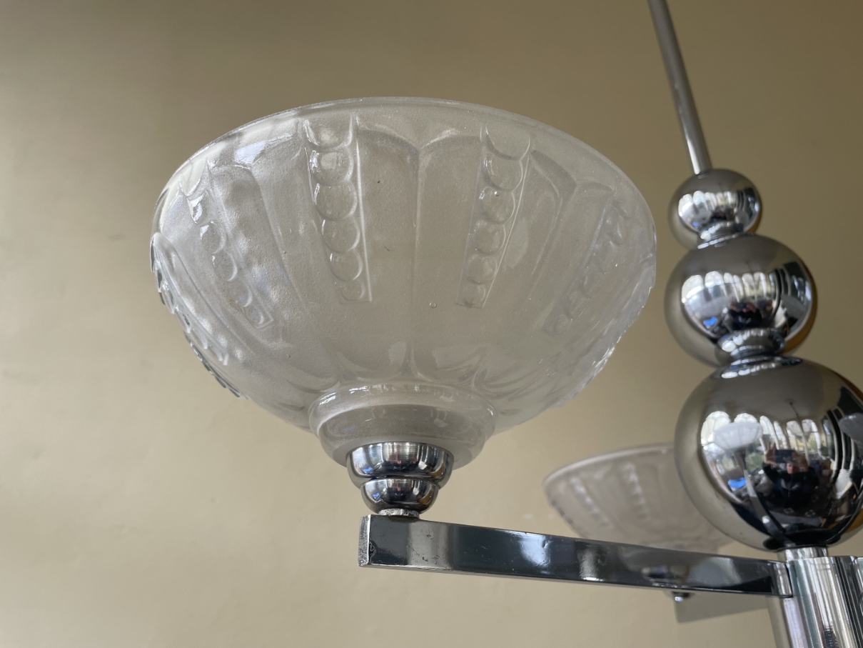 Lamp Hanglamp Art Deco 1930 Verchroomd Frans image 5