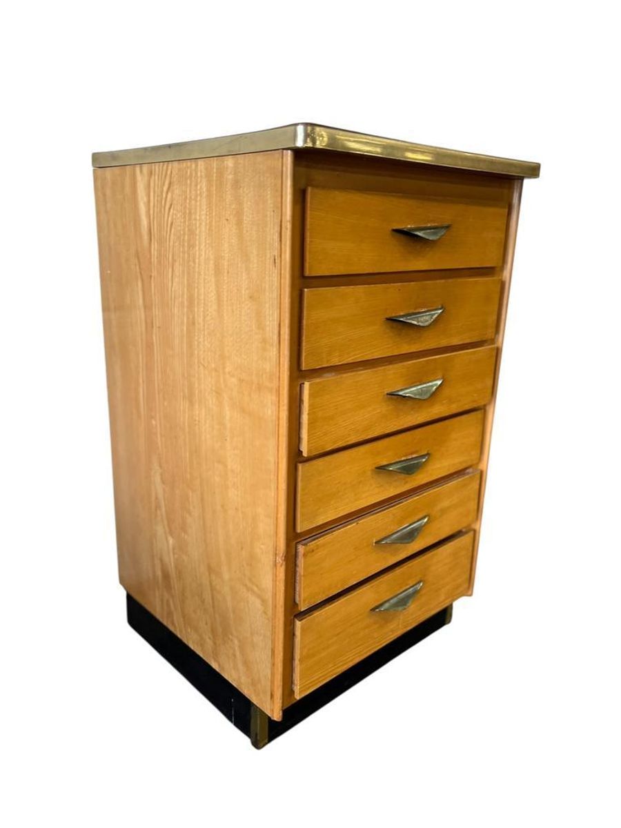 Vintage Mini Houten Ladekast Met Formica Blad image 3