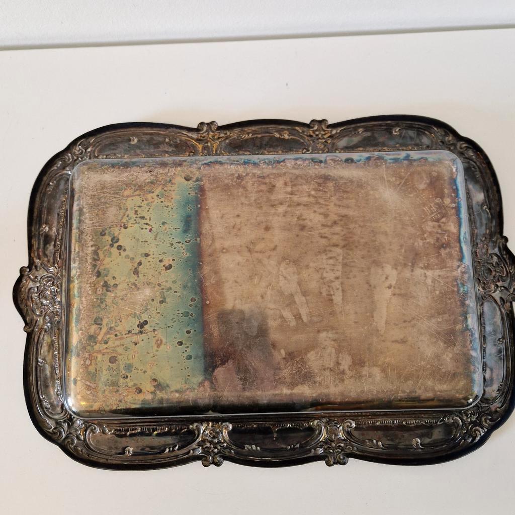 Antieke Serveerschaal Zilverkleurige Schaal Bord image 14
