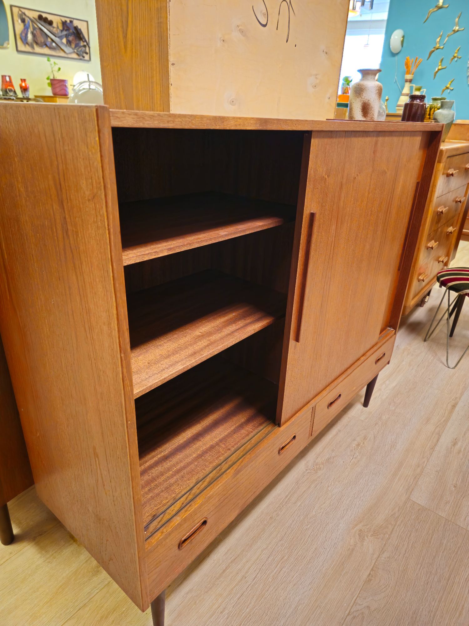 Vintage Deens Highboard Dressoir Teak Kast Kastje image 8