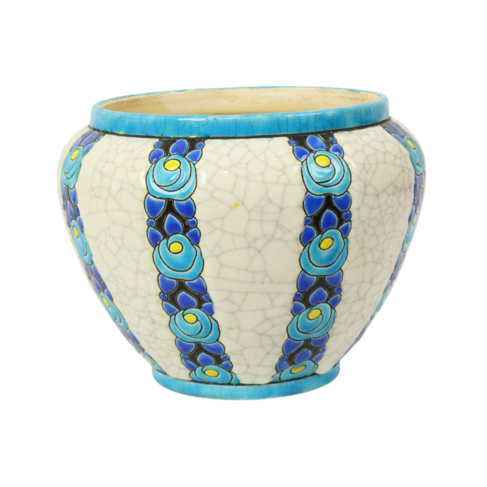 Polychrome Bloempot Vaas Catteau Boch Keramis Art Deco Ca. 1922 image 6