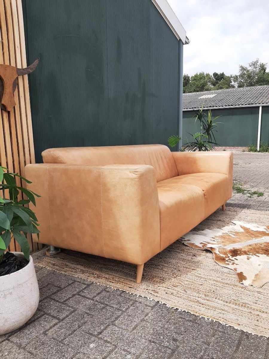 Stoere Leren Bank – Mountain Alp 2,5-zits Lichte Camel Kleur image 2