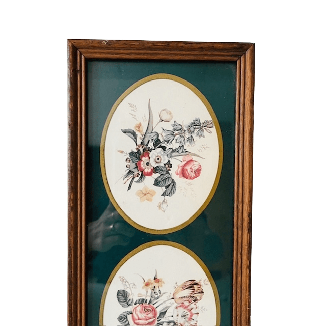 Vintage Ingelijste Prent Met Drie Bloemen Tafereeltjes Schilderij image 5