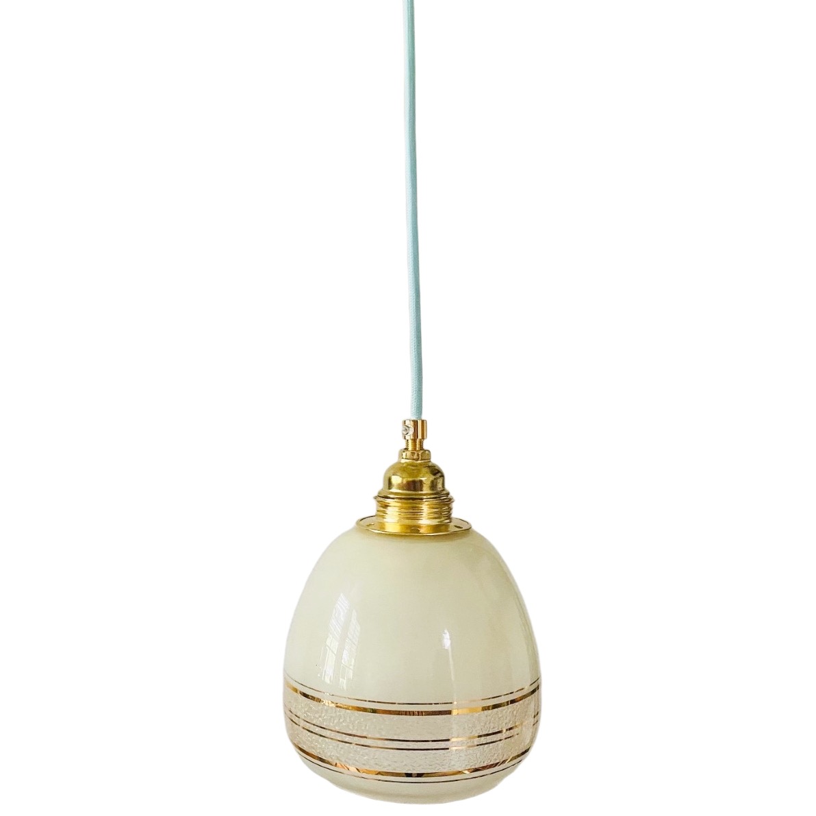 Vintage Hanglampje Beige Glas Goud image 2