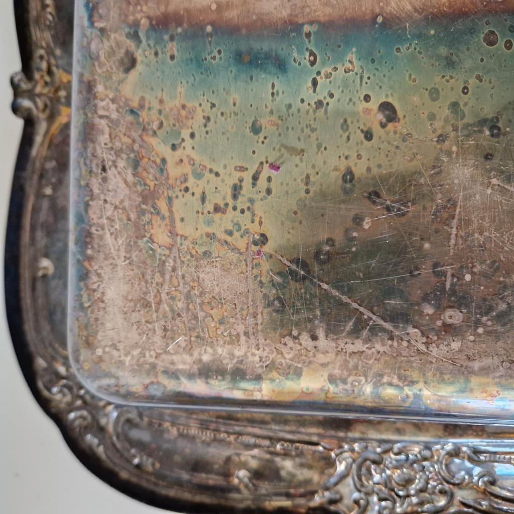 Antieke Serveerschaal Zilverkleurige Schaal Bord image 19