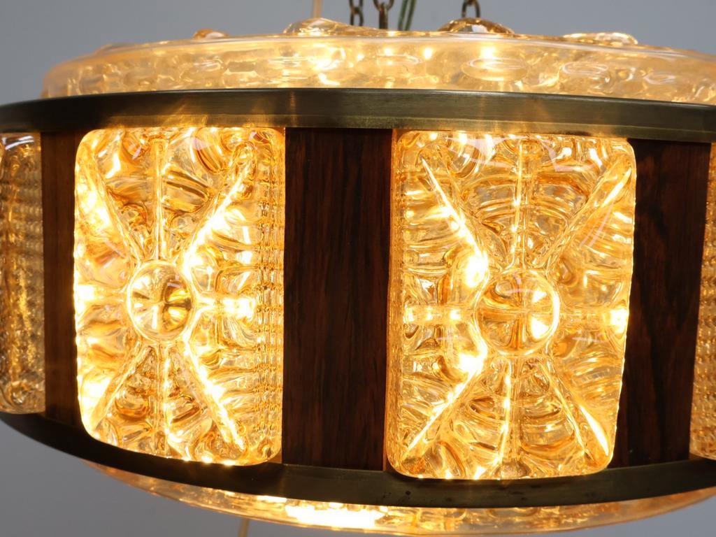 Deense Hanglamp | Vintage | Amberkleurig Glas | Wengé image 6
