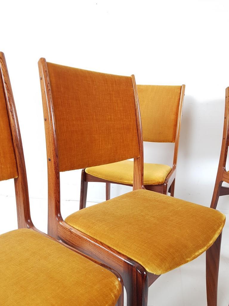 Vintage Deense Stoelen Okergeel Velours Dining Chairs Danish image 6