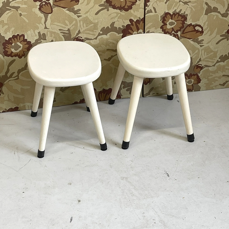 Vintage Schoolkrukje Wit Bijzettafel Retro image 3