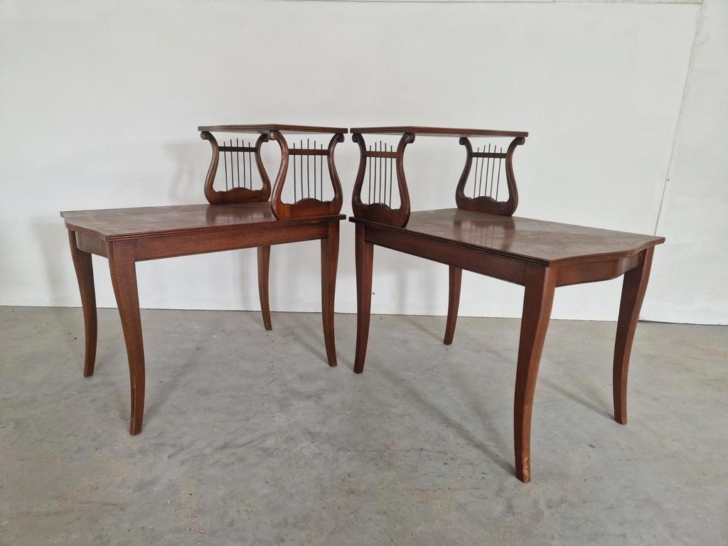 Klassiek Art Nouveau Jugendstil Harp Bijzettafeltjes. image 3