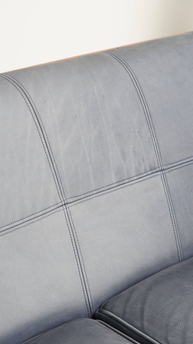 Leuke Schuitema Art Deco Design Bank Met Mooie Blauwe Nubuck Lederen Bekleding image 12