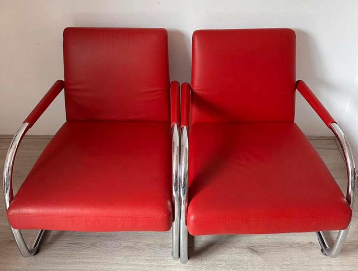 2x Vitra Visalounge Leather Armchairs By Antonio Citterio image 10