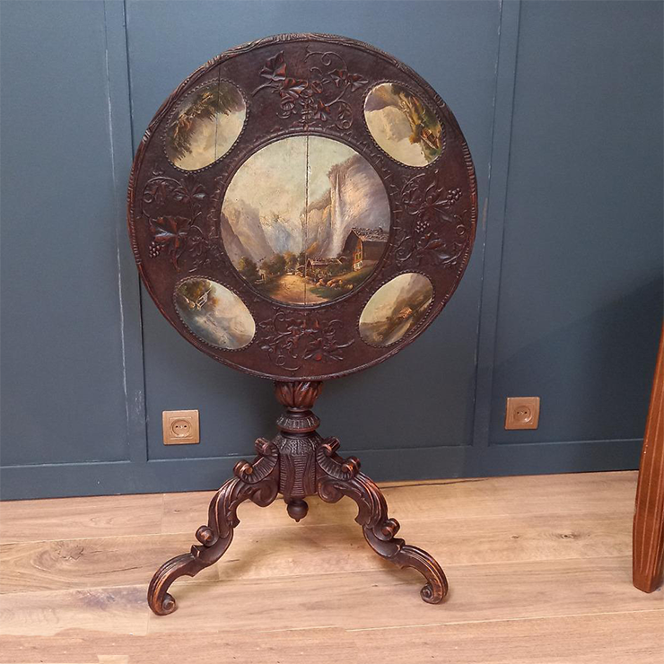 Tilttop Tafel 19E Eeuw Met 5 Schilderingen image 11