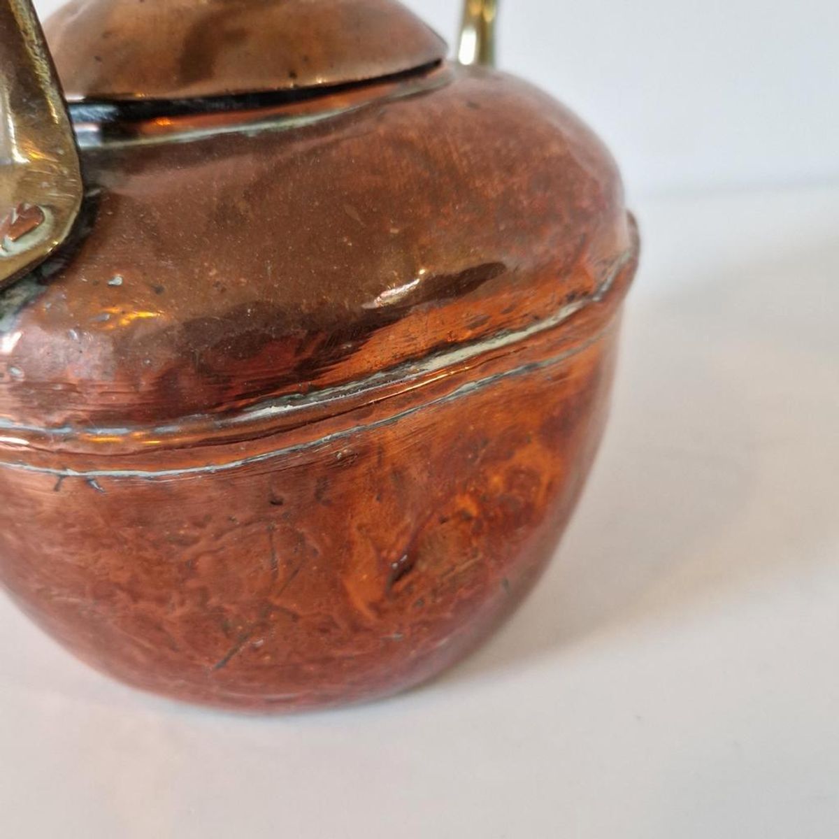 Antieke Ketel Rood En Geel Koper image 6