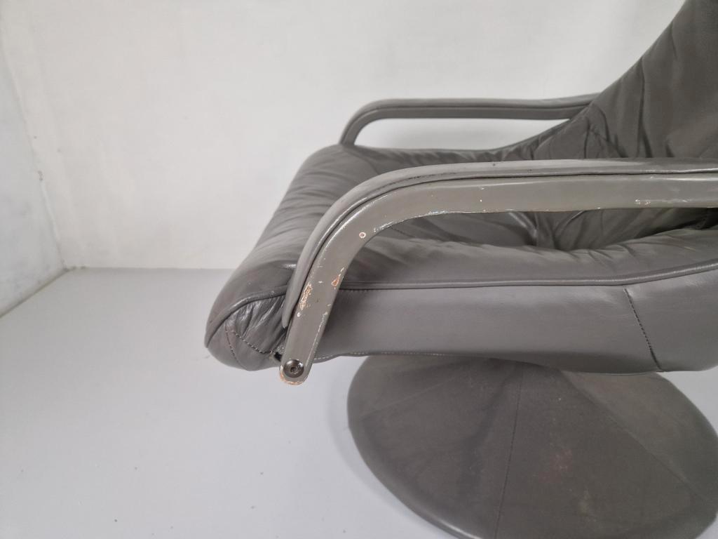 Vintage Jaren 70 Leren Draai Fauteuil Space Age Tulp Voet. image 7