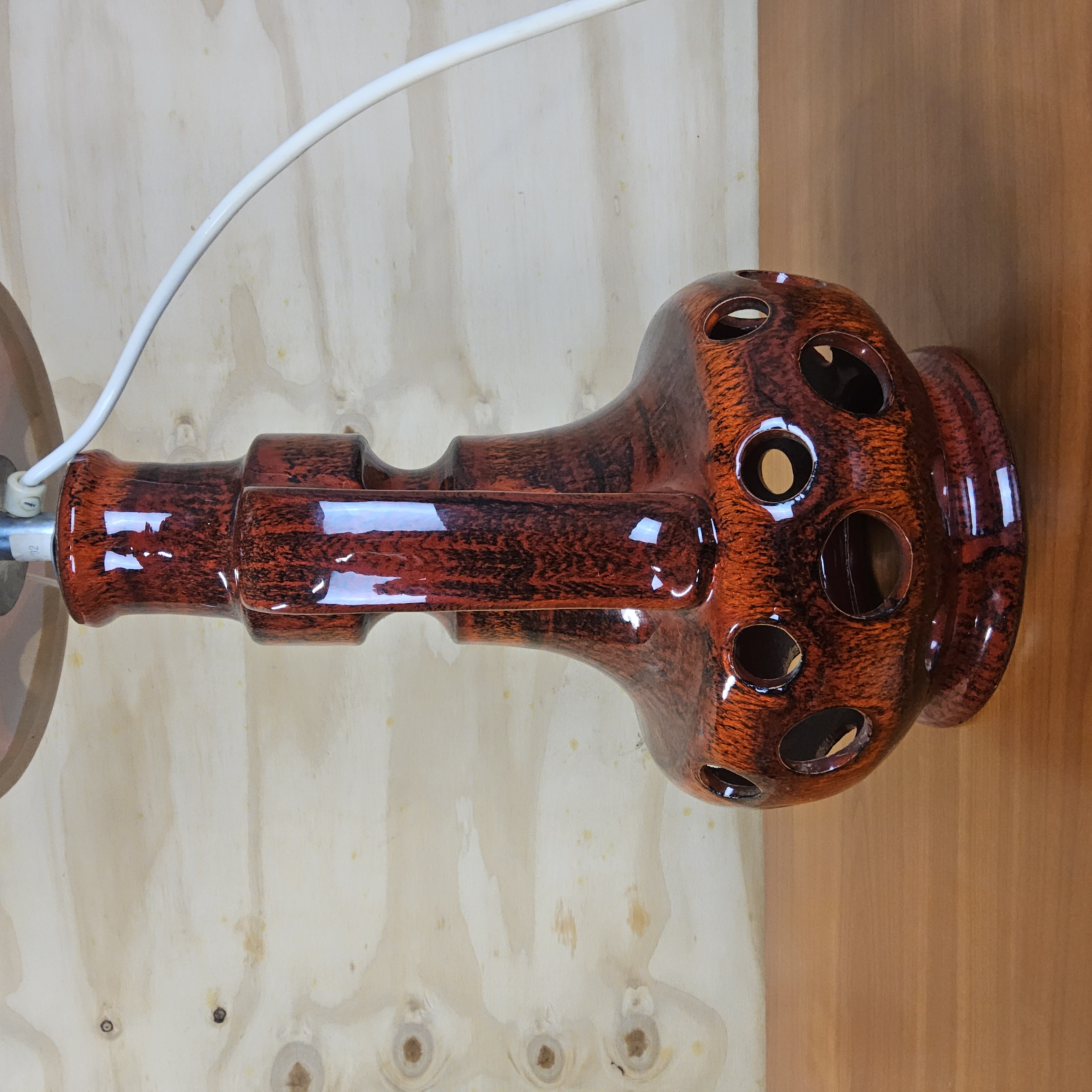 Vintage Keramieken Fat Lava Tafellamp (70s) Scheurich West Germany Lamp (jaren 70) Patroon Kap image 6