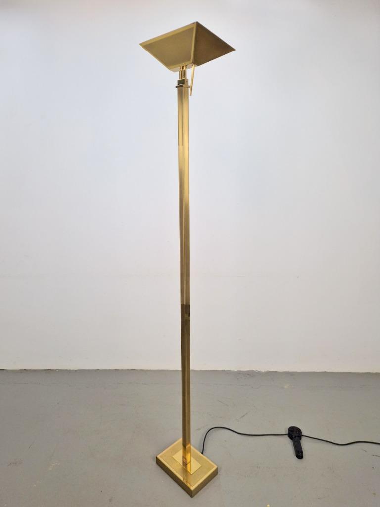 Vintage Deknudt Vloerlamp Messing Regency Uplight Belgie ´70 image 3