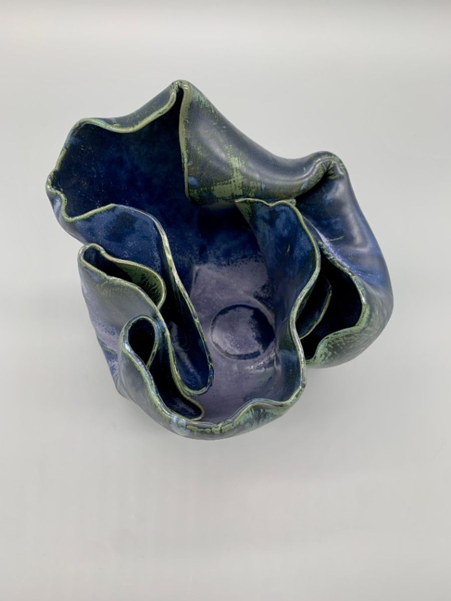 Vintage Gevouwen Vaas Indigo image 6