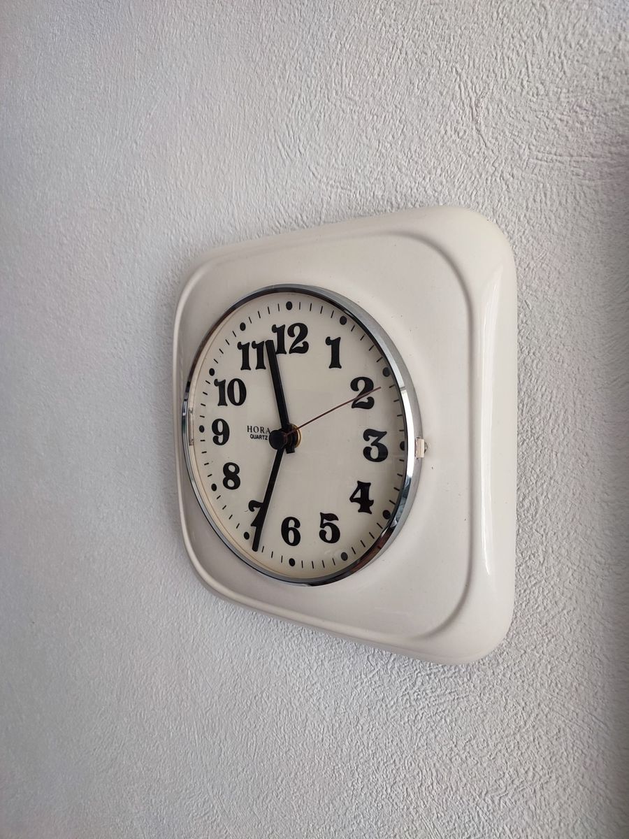 Vintage Keramiek Creme Wandklok Klok Keukenklok Hora image 7