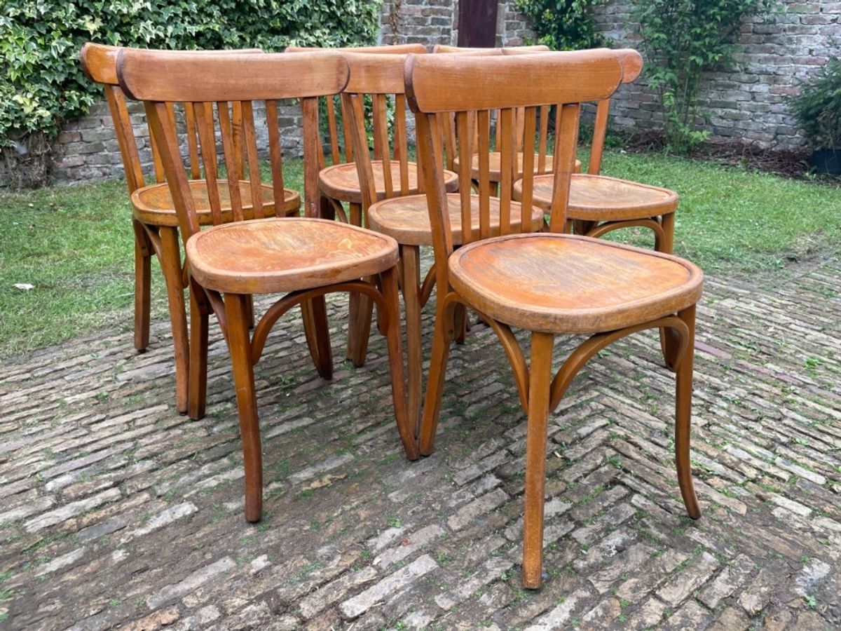 6 + 1 Baumann Bistrostoelen Keukenstoeln Café Stoelen Frans image 13
