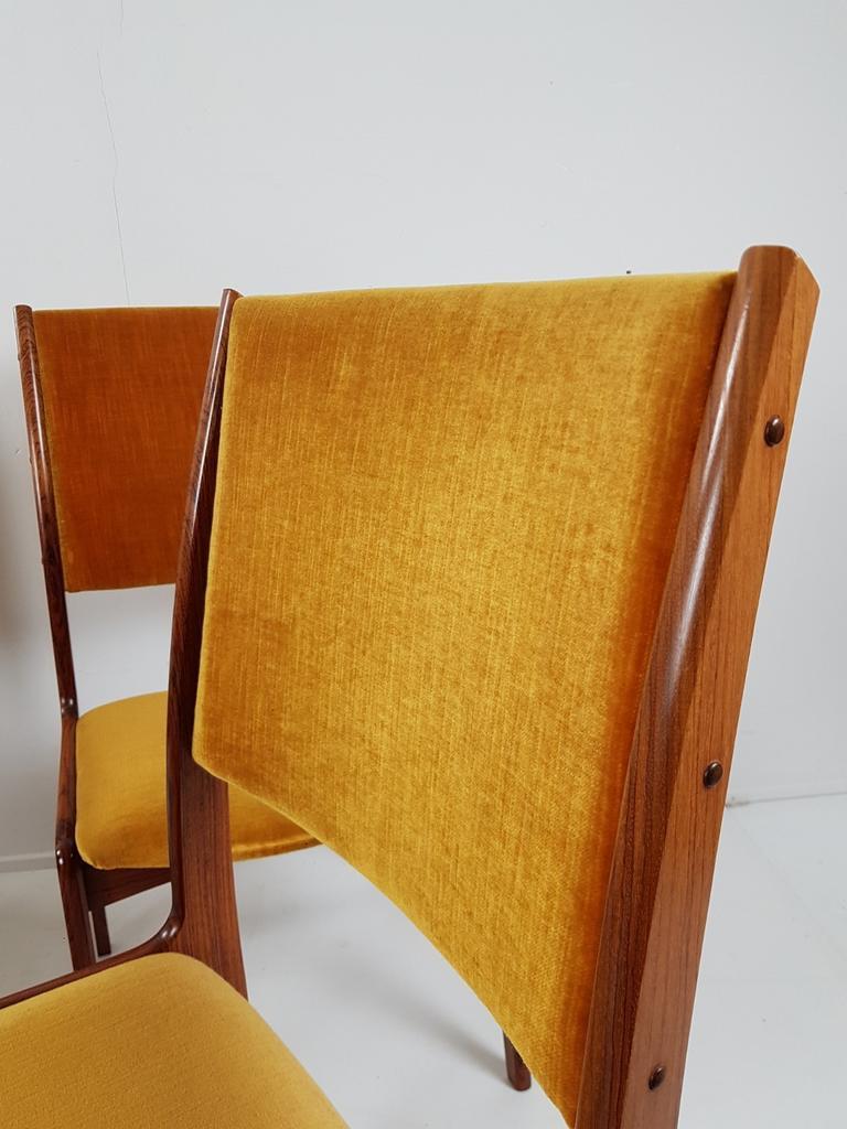 Vintage Deense Stoelen Okergeel Velours Dining Chairs Danish image 10