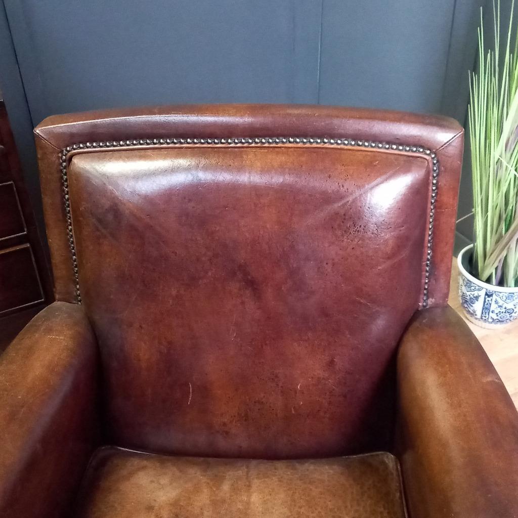 Schapenleren Vintage Clubfauteuil In Art Deco Stijl image 13