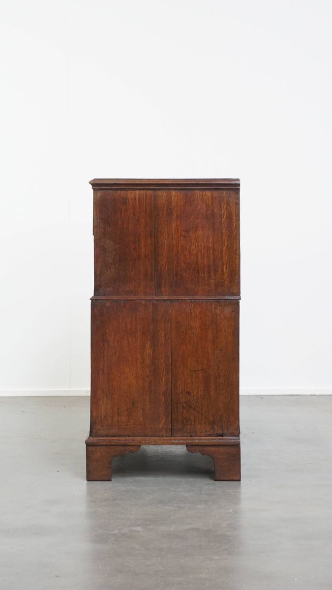 Niet Veel Voorkomende Klassieke Lage Antieke Engelse Ladekast/ Chest On Chest Uit De 18e Eeuw image 5