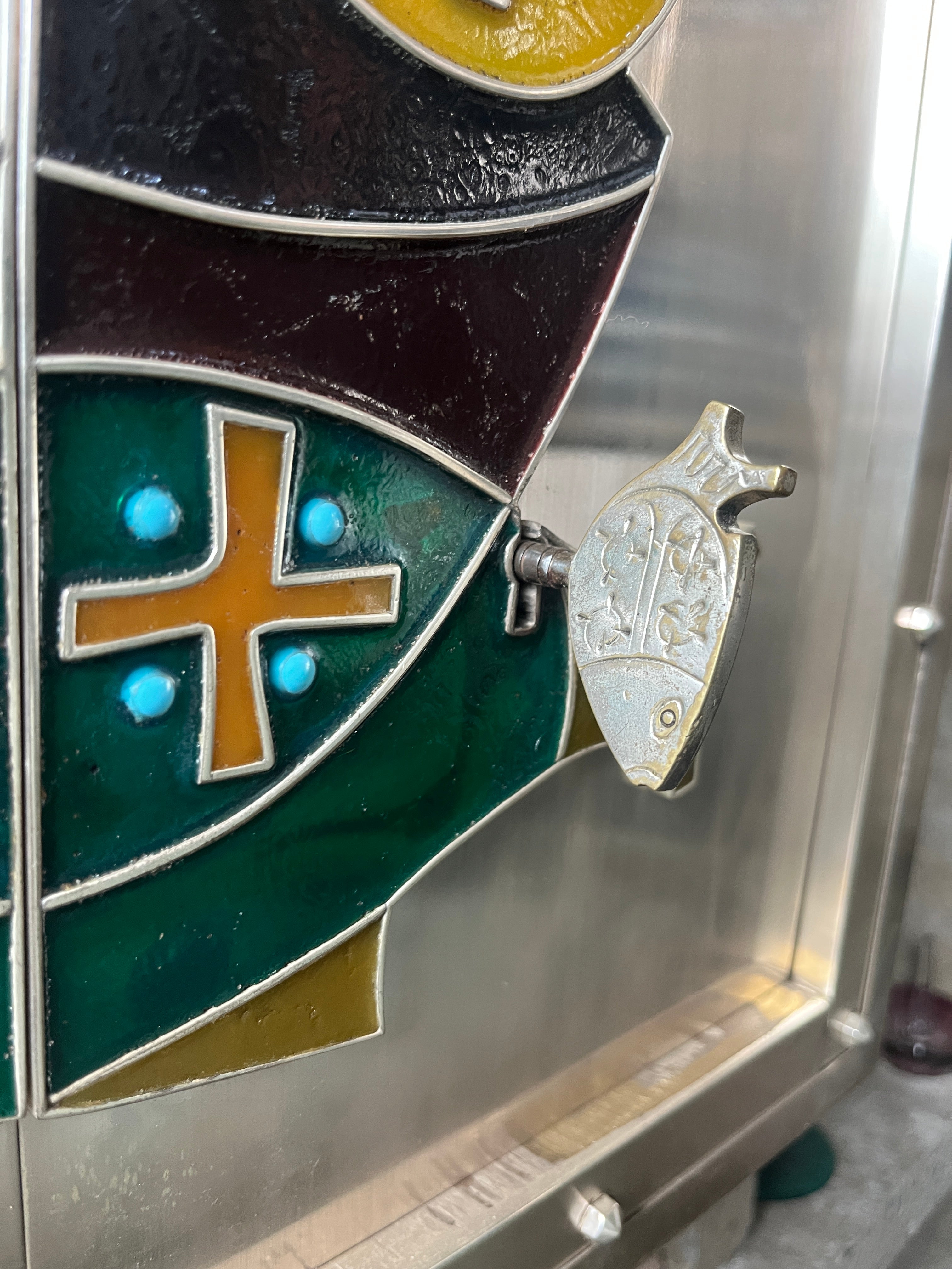 Built-in Tabernacle With Enamelled Cross And Fish Motif image 3
