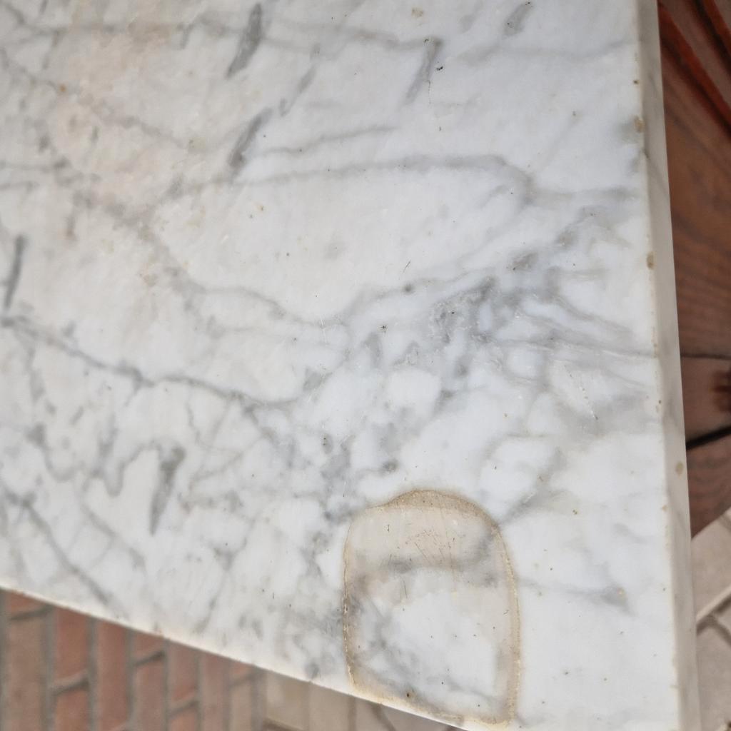 Antieke Wastafel Kast Nachtkastje Met Marmer Plaat Vintage image 6