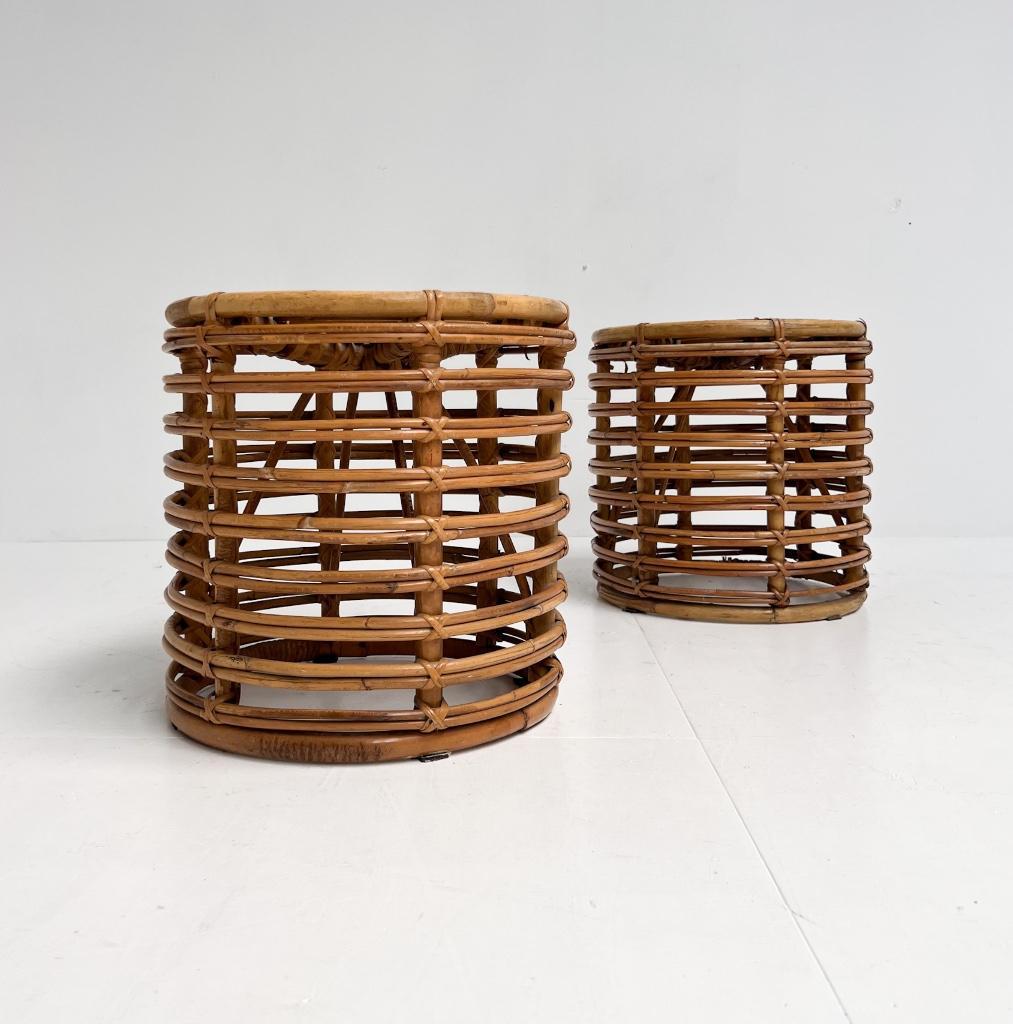 Set Van 2 Rotan Designkrukjes Van Tito Agnoli, 1960's image 4