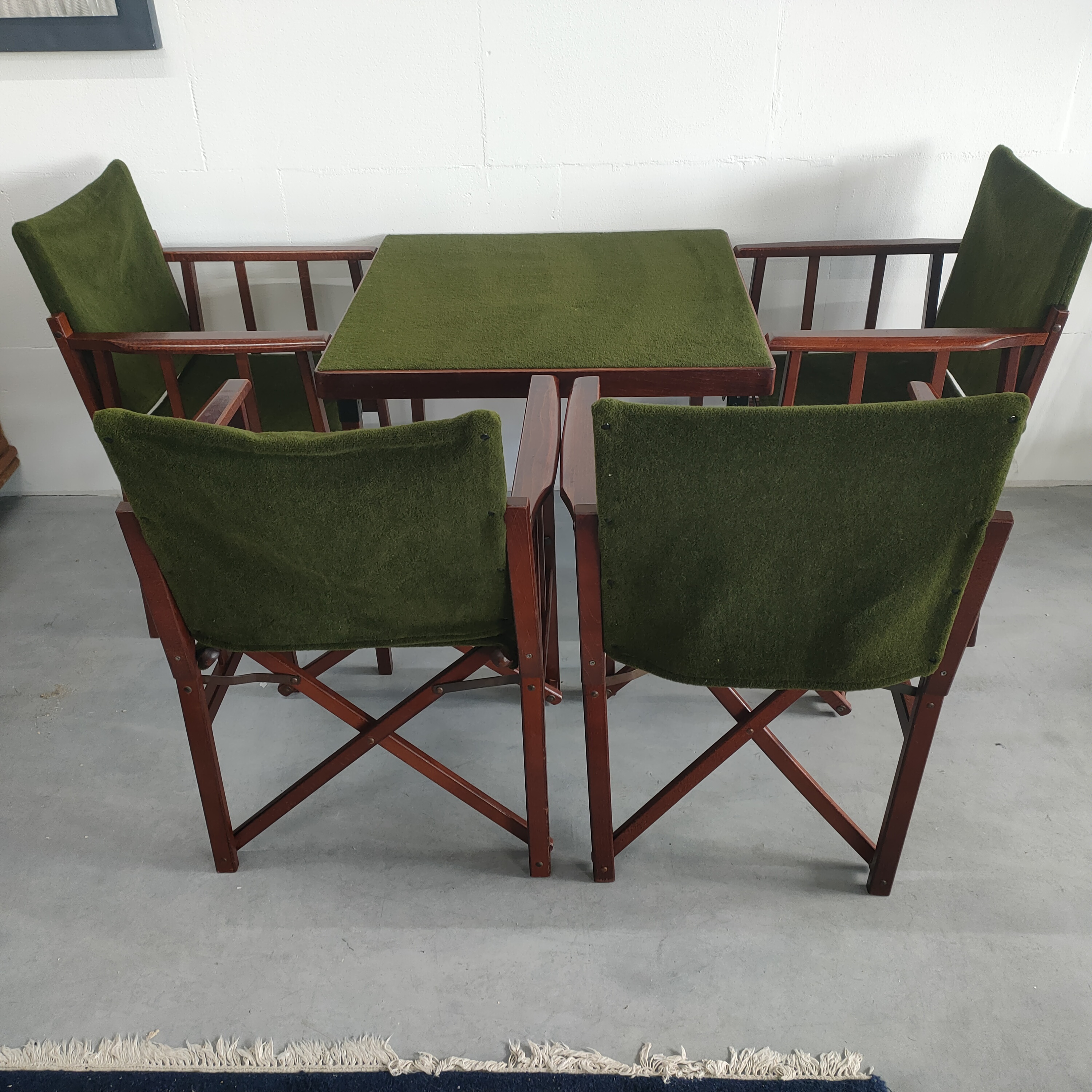 Unieke En Zeldzame Jaren 50 Green Brothers 'foldable' Regisseursstoelen Bridge Tafelset image 2