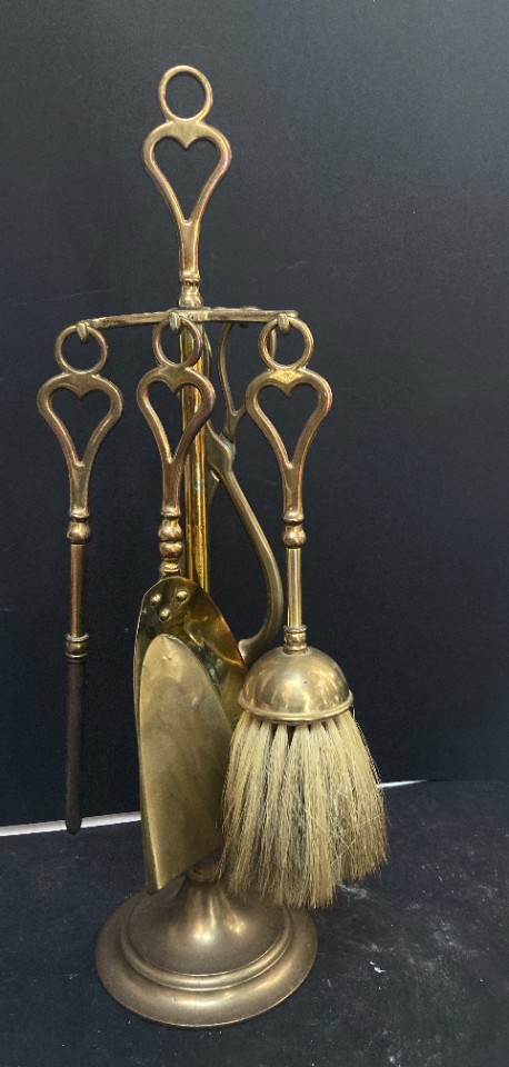 Massief Messing Set / Haardstel Voor De Open Haard / Houtkachel, 47 Cm Hoog image 5
