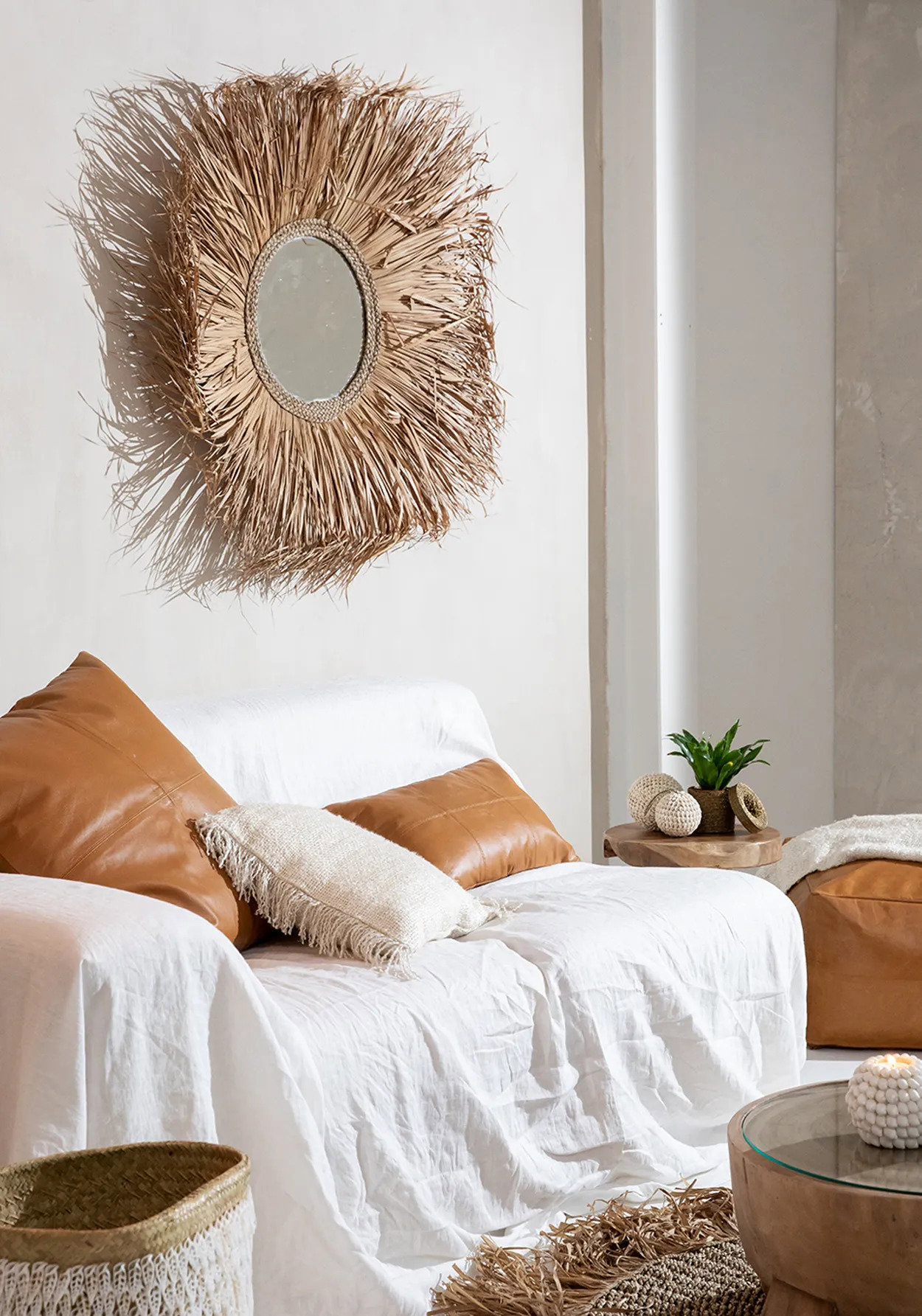 Bazar Bizar | Het Six Panel Leather Kussenhoes - Camel - 30x50 image 6