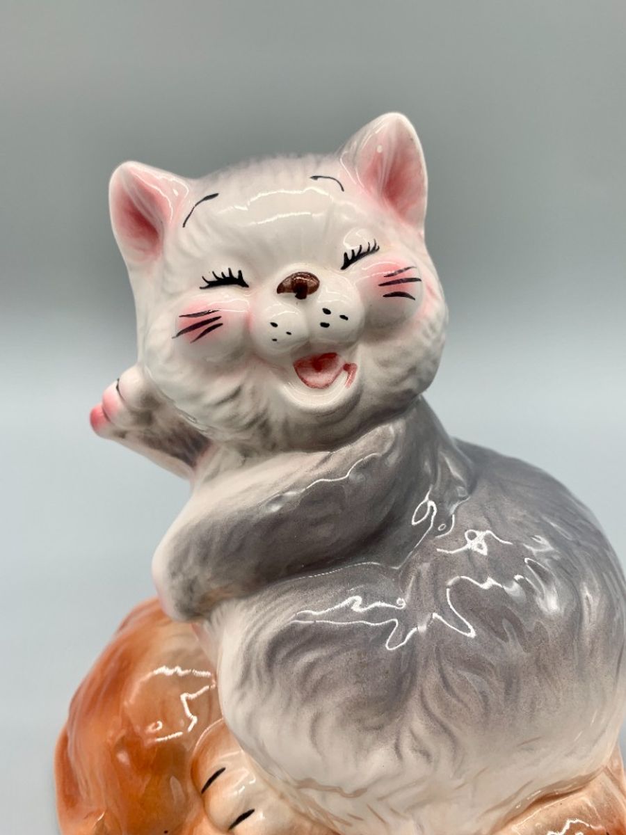 Vintage Spaarpot Katten Keramiek image 5