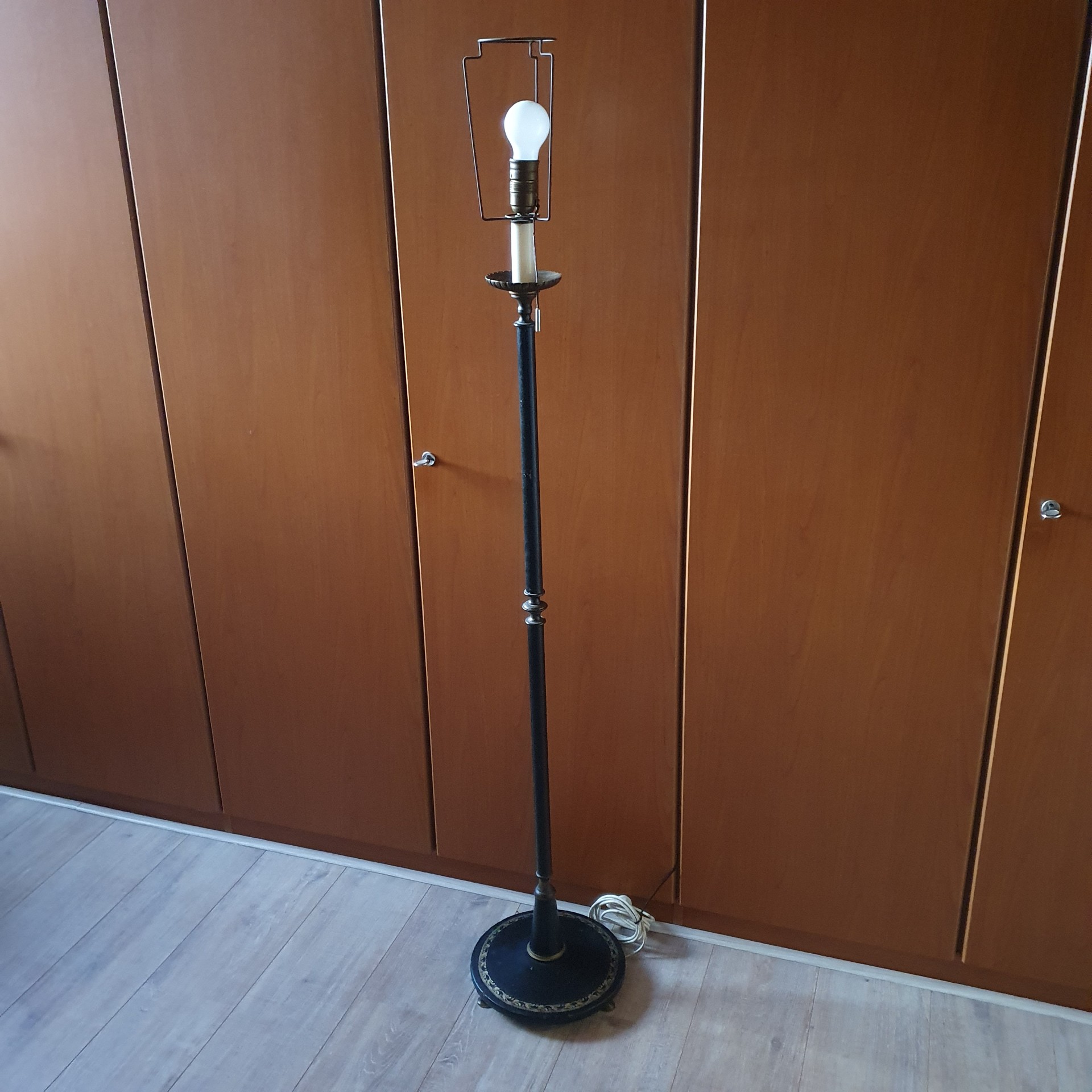 Klassiek - Vloerlamp - Staande Lamp - Met Leder Omkleed -1950 image 5