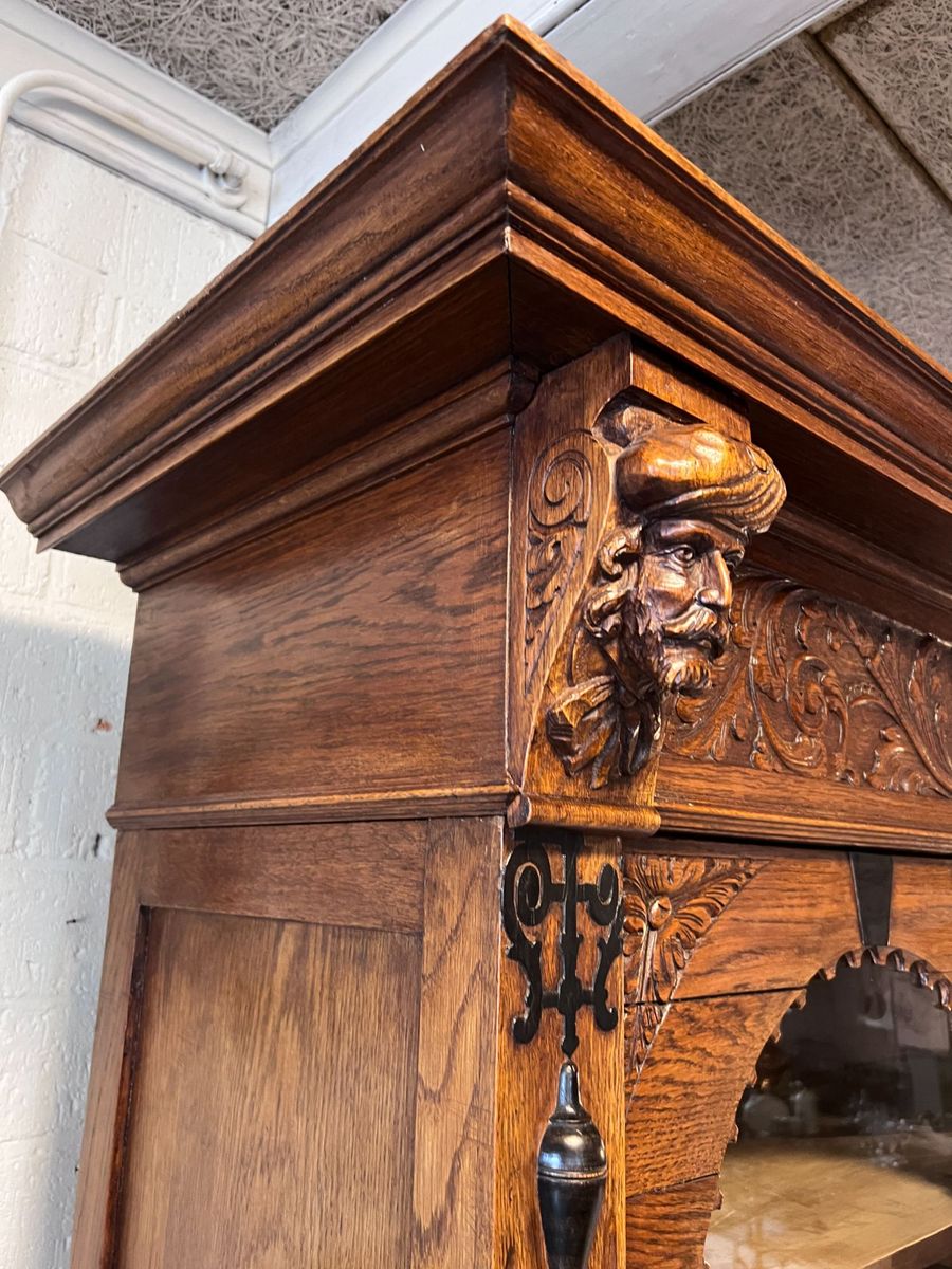 Demontabele Antiek Eiken Kast Met 3 Verstelbare Planken, 199 Cm Hoog image 16