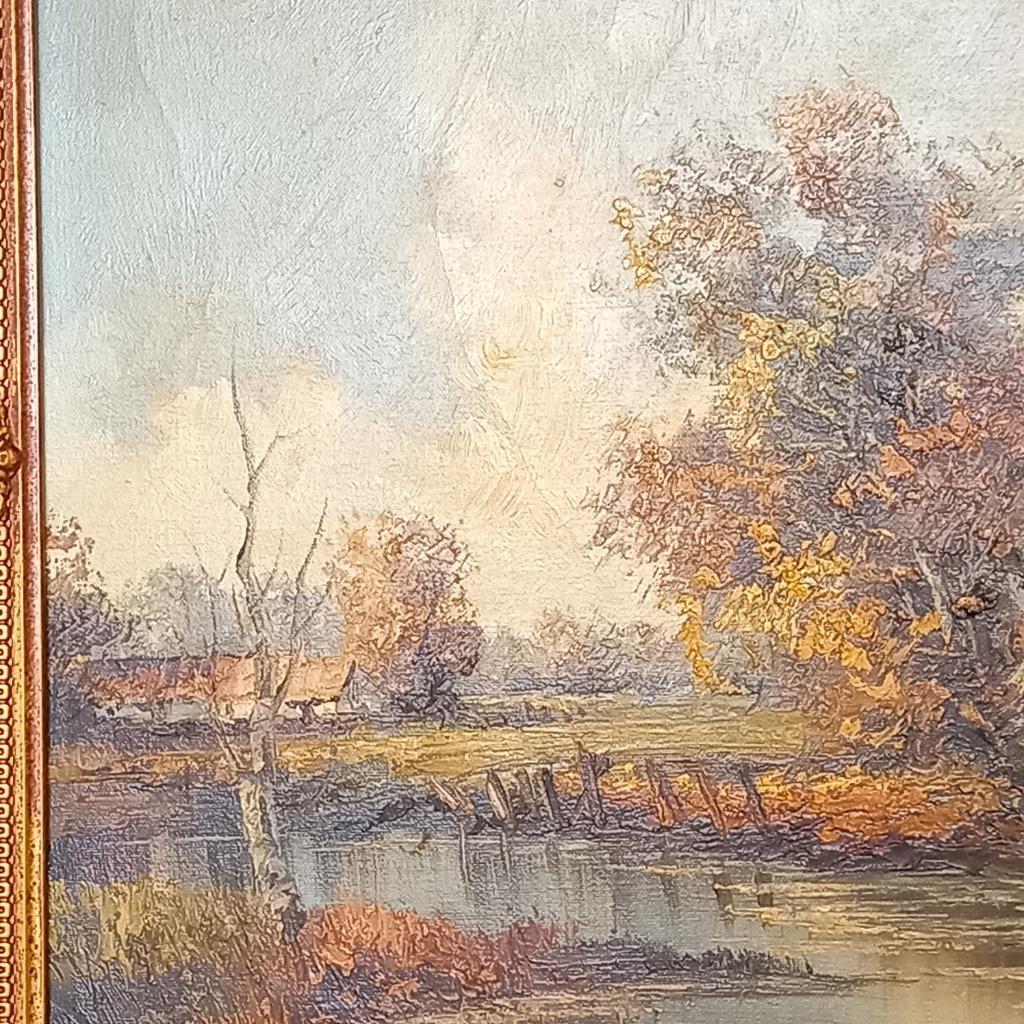 Vintage Waterrijk Landschap Met Boerderij In Lodewijk Xvi L image 4