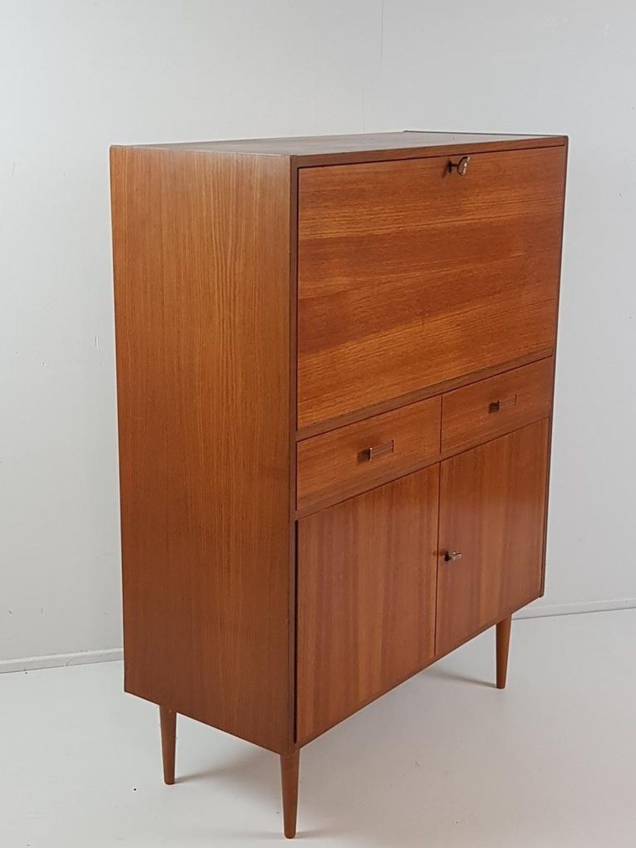 Vintage Fins Kastje Teak Fineer Secretaire image 6