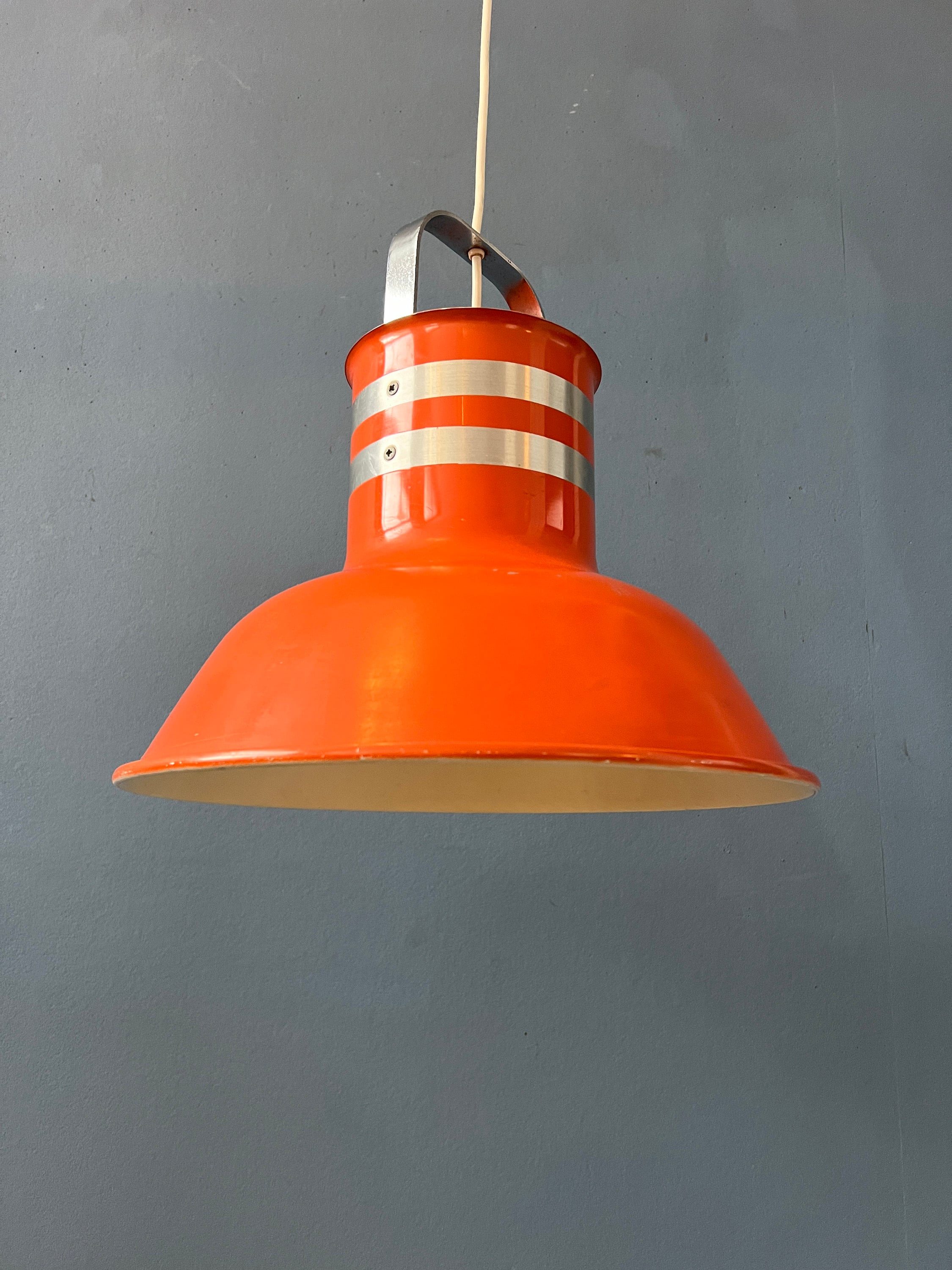 Mid Century Oranje/rode Metalen Space Age Hanglamp image 9