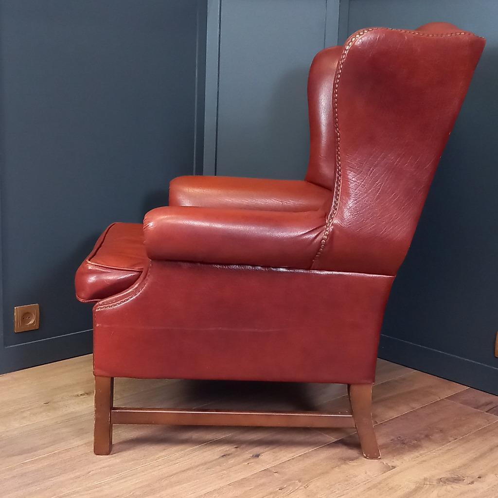 Grote Schapenleren Vintage Engelse Oorfauteuil image 5