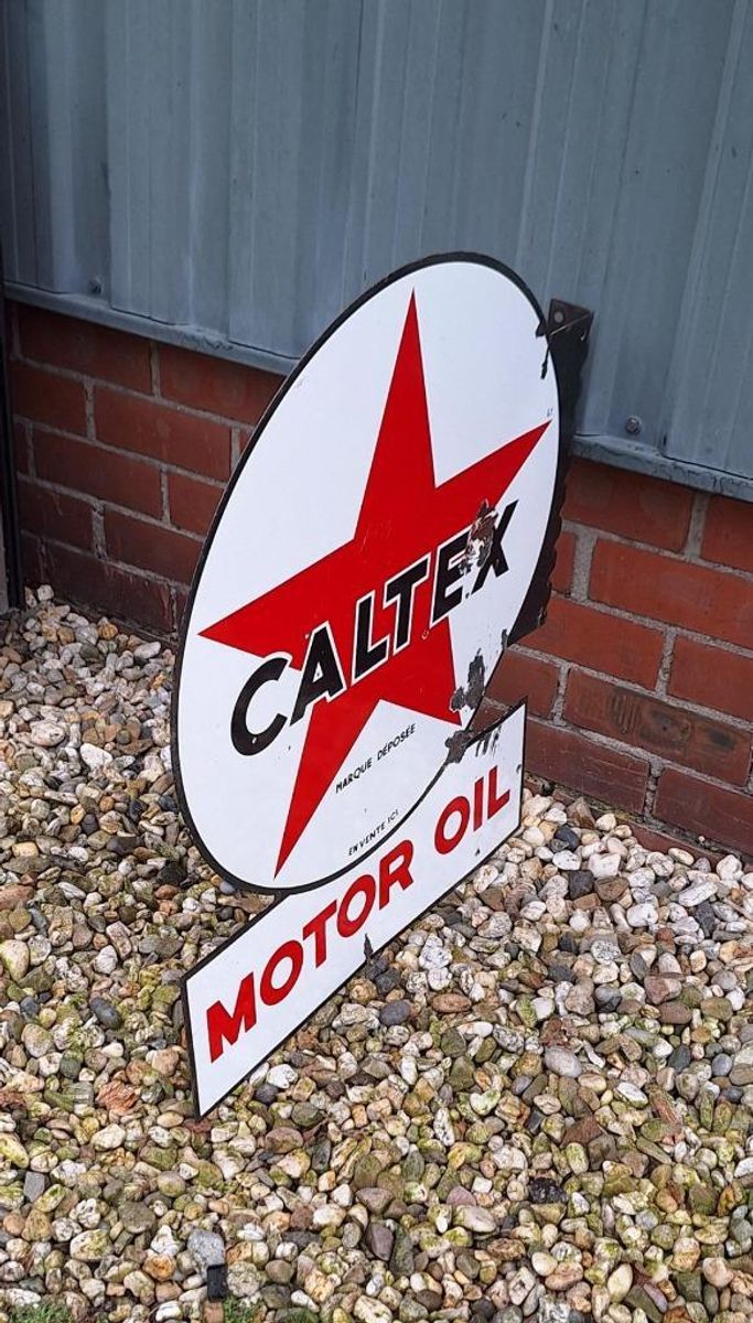 Dubbelzijdig Xl Emaille Reclame Bord Van Caltex Motor Oil️⛽️ image 3
