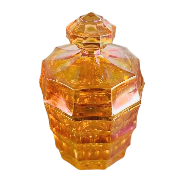 Artdeco Carnival Kristallen Sieradendoos Iriserend Oranje 1930’s image 3