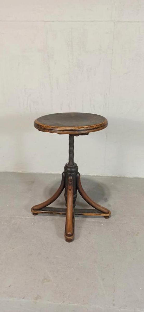Antieke Bentwood Swivel Pianokruk Krukje image 8