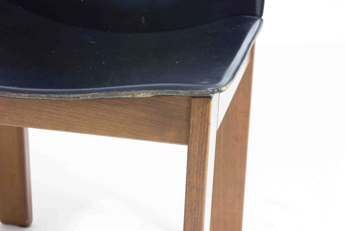 Mid-century Set Van 6 Lederen Eetkamerstoelen Door Arfa & Tobia Scarpa, 1970 image 9