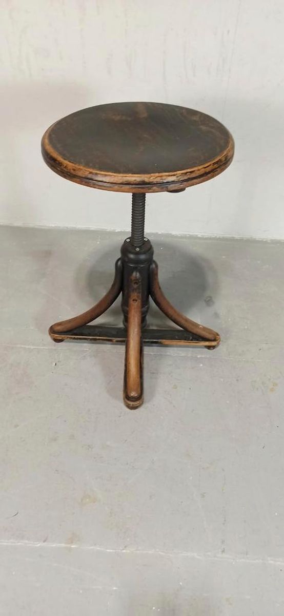 Antieke Bentwood Swivel Pianokruk Krukje image 2