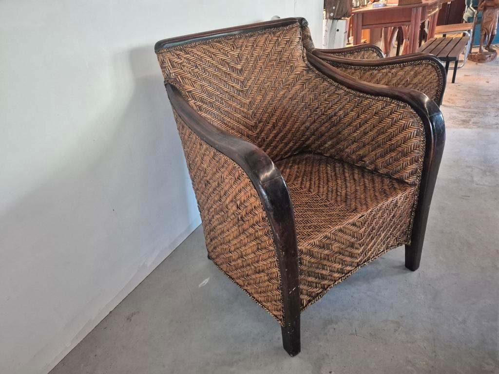 4 Art Deco Colonial Stijl Fauteuils Rotan image 11