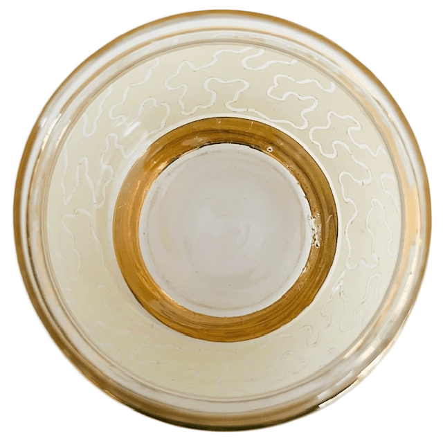 Art Deco Sieradendoosje Glas Goud Geel Patroon 1950’s image 6