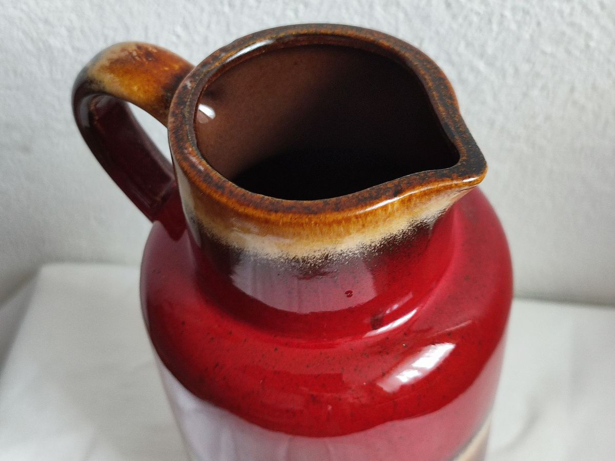Vintage Scheuring West Germany Vaas Karaf Rood Bruin Lava 447-22 image 2