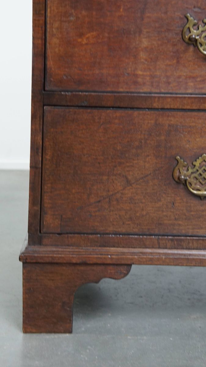 Niet Veel Voorkomende Klassieke Lage Antieke Engelse Ladekast/ Chest On Chest Uit De 18e Eeuw image 9